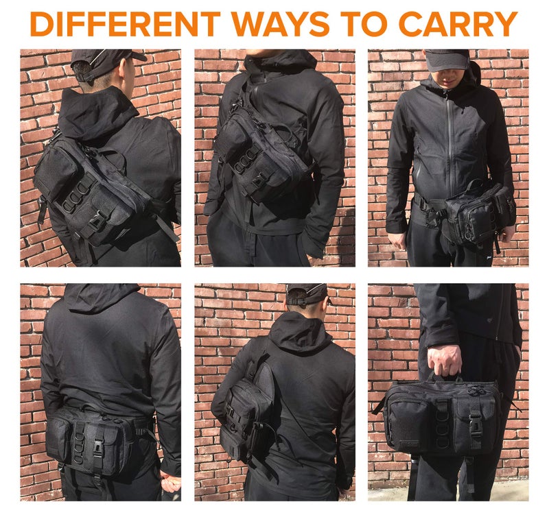 Fitdom Tactical Inspired Large Fanny Pack For Men. Perfect Techwear Accessories EDC Bag For Men. Multi-Functional Waist Pack - Image 4