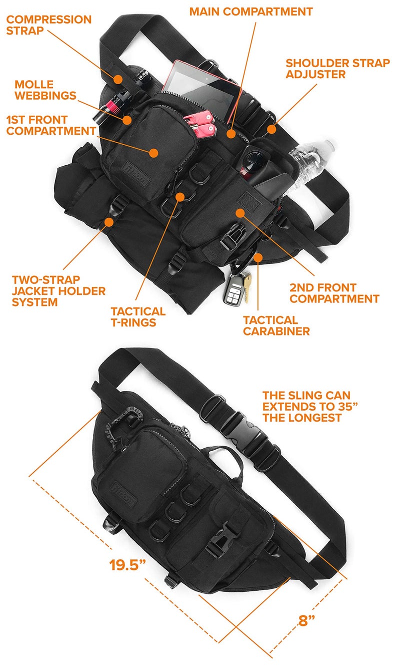 Fitdom Tactical Inspired Large Fanny Pack For Men. Perfect Techwear Accessories EDC Bag For Men. Multi-Functional Waist Pack - Image 3