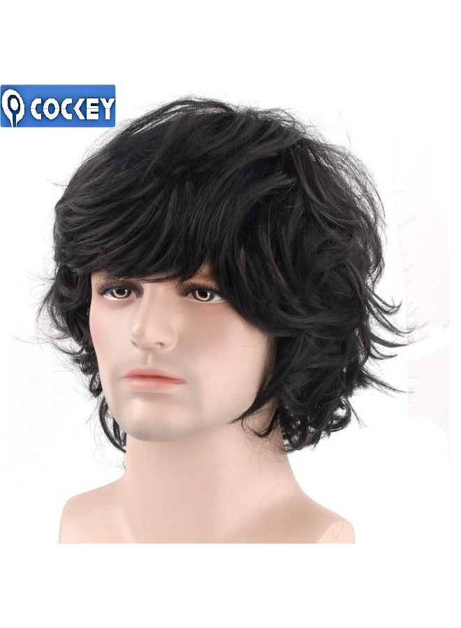 COCKEY Men's natural wig, new fashion European and American Brazilian fluffy natural curly men's wig black, men's hair wig, natural black hair wig, true human hair top, covering white or hair loss for men, handcrafted hair extension, daily use。Beauty/Hair Care/Hair Extensions-Wig Accessories/Hair Extensions and Wigs/Men's Hair Wigs/Hair Extensions/Hair Wigs - Image 2