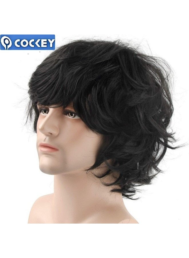 COCKEY Men's natural wig, new fashion European and American Brazilian fluffy natural curly men's wig black, men's hair wig, natural black hair wig, true human hair top, covering white or hair loss for men, handcrafted hair extension, daily use。Beauty/Hair Care/Hair Extensions-Wig Accessories/Hair Extensions and Wigs/Men's Hair Wigs/Hair Extensions/Hair Wigs - Image 3