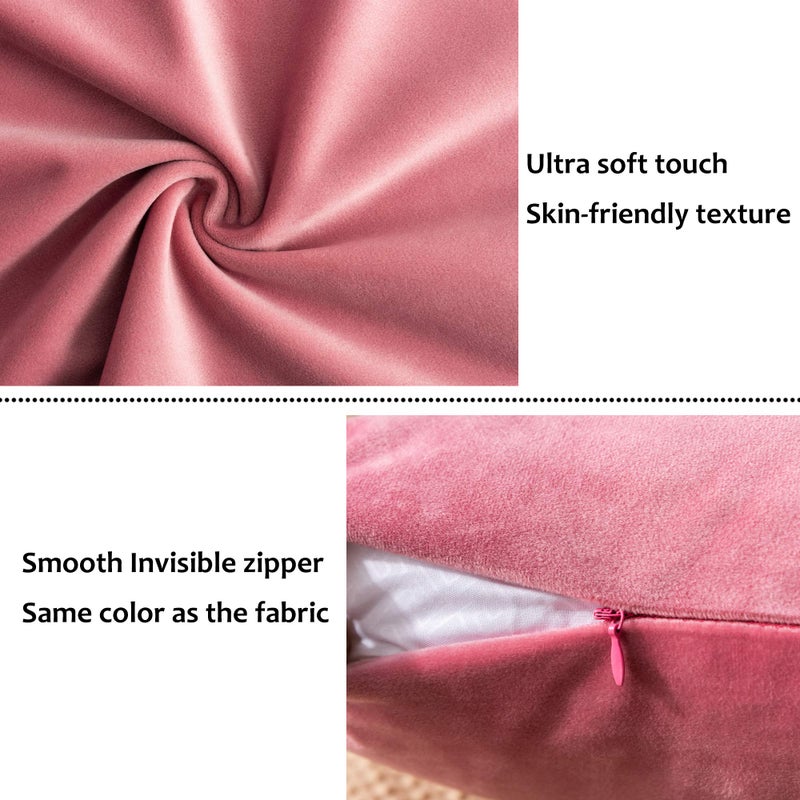 Stellhome Rectangle Velvet Pillow Coverings Coushion Coushion Coushion for Bed Couch Sofa مقعد 16 × 16 بوصة (40 × 40 سم) حزمة وردية ساخنة من 2 - Image 2