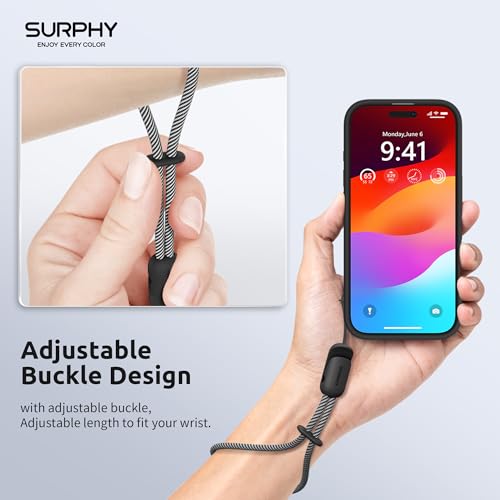 SURPHY 2 Pack Phone Lanyard for Cellphone Case Phone Wrist Strap for Case Cellphone Strap with 2Color Braided Charm Wrist Lanyard for Women and Men Black Gray - Image 3