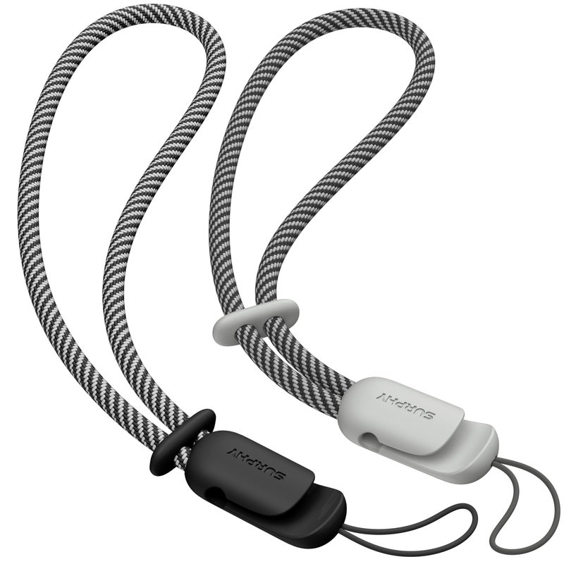 SURPHY 2 Pack Phone Lanyard for Cellphone Case Phone Wrist Strap for Case Cellphone Strap with 2Color Braided Charm Wrist Lanyard for Women and Men Black Gray - Image 2