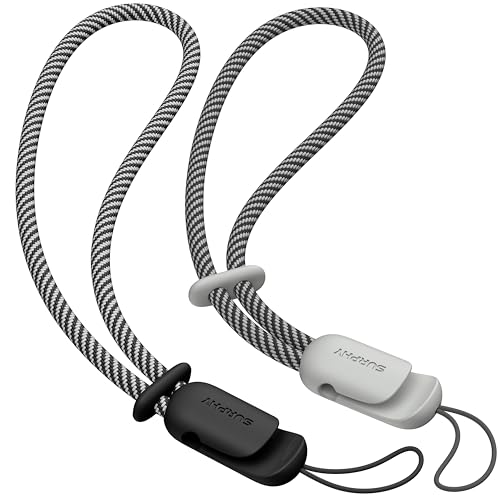 SURPHY 2 Pack Phone Lanyard for Cellphone Case Phone Wrist Strap for Case Cellphone Strap with 2Color Braided Charm Wrist Lanyard for Women and Men Black Gray - Image 1