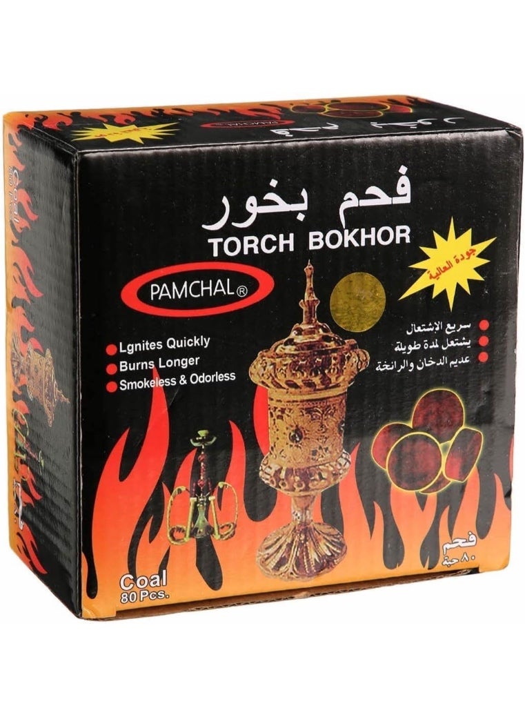 Pamchal Torch Bakhoor Charcoal | Charcoal Lite Bakhoor Charcoal | Long Lasting For Bakhoor - 35mm (80 Pcs)