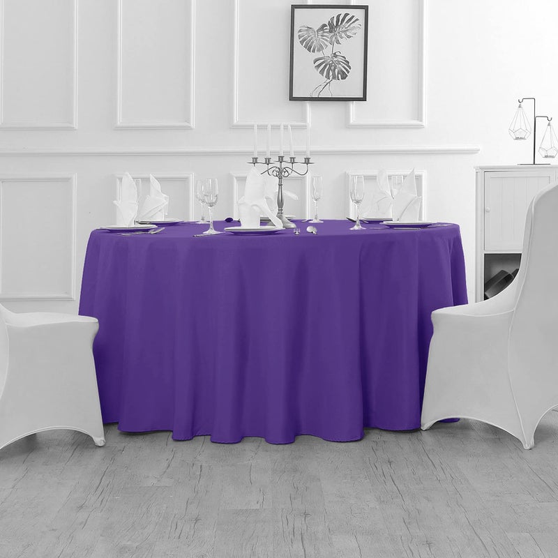 Fokitut 2 Pack Waterproof Round Tablecloth  70 Inch  Stain Resistant and Wrinkle Polyester Table Cloth  Fabric Table Cover for Kitchen Dining  Wedding  Party  Holiday Dinner-Purple - Image 5