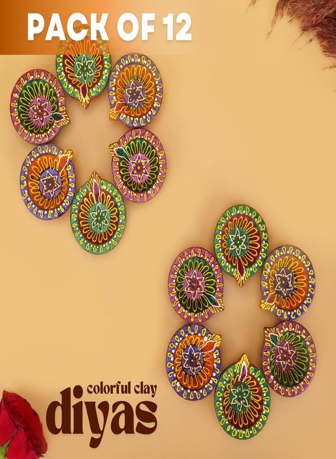 Hashcart Diyas for Diwali Decorations | Pack of 12 | Diwali Return Gifts Diwali Decor | Clay Diyas for Pooja | Handmade Terracotta Earthern Vilakku Mitti Oil Diya with Cotton Wicks Hashcart® - Image 2