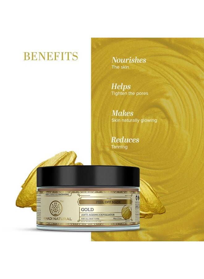 Khadi Natural Ayurvedic Gold Peel Off Mask, 50Gm|Enhances Natural Radiance Of Skin| Nourishes And Hydrates Skin| Luxurious Blend Of Pure Gold Dust Extracts| Suitable For All Skin Types  - Image 2