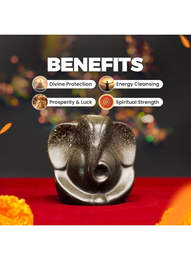 Studd Muffyn | Lord Ganesha Pyrite Idol with Selenite Coaster | Attracts Money - Image 2