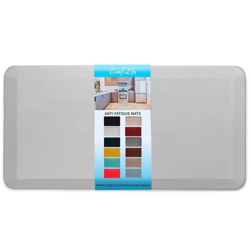 ComfiLife Anti Fatigue Floor Mat  34 Inch Thick Kitchen Mats for Floor Standing Desk Mat Kitchen Rug  Comfort at Home Office  Durable  Stain Resistant  NonSlip Bottom 24 x 70 Silver