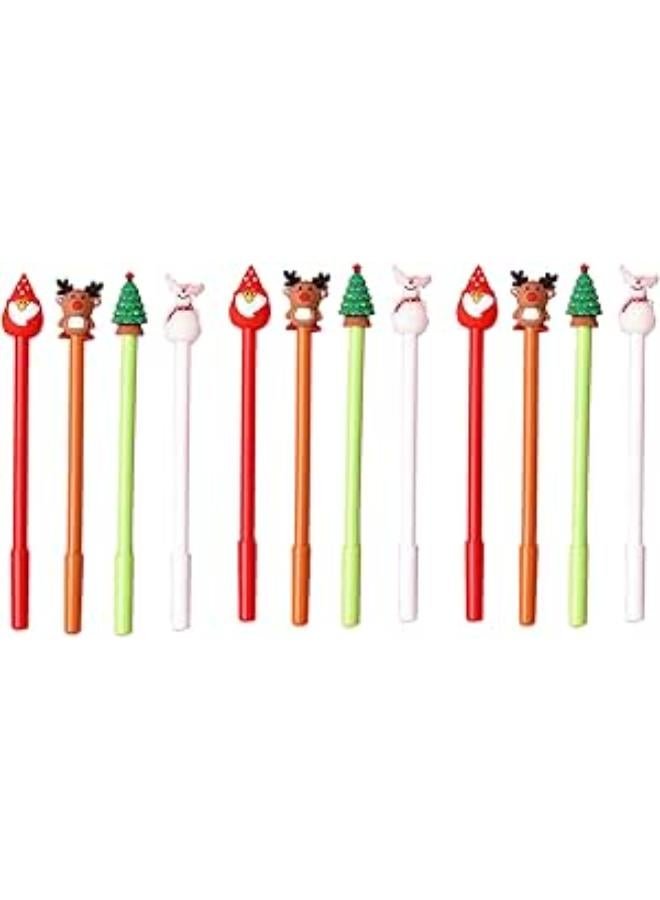 YIKANGHENG 12 Pcs Christmas Gel Pens, 0.5mm 4 Styles Black Ink Kawaii Gel Pens for Christmas Gifts