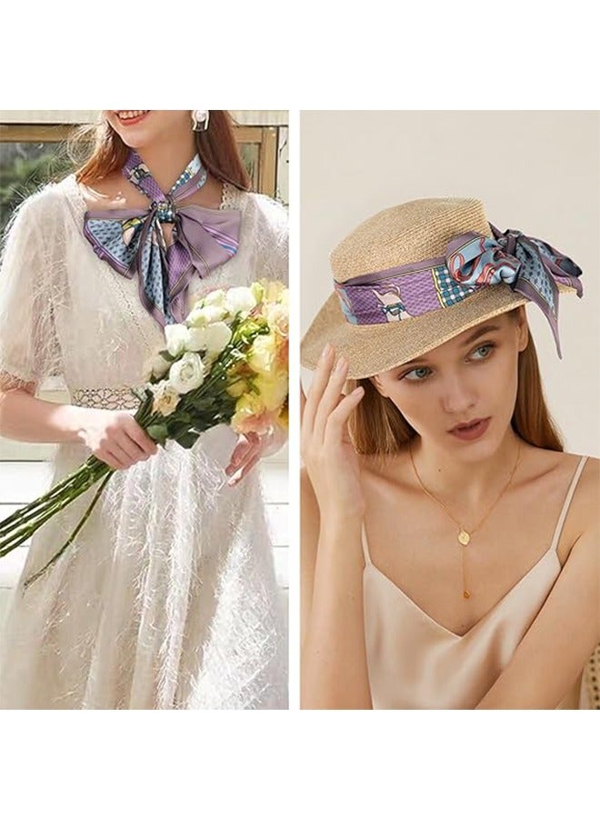 59 Mulberry Silk Like Head Scarf Women's Fashion Square Neck Satin Scarfs for Bag Hair Scarves Gift 59 * 5.9”(Purple)  - Image 3