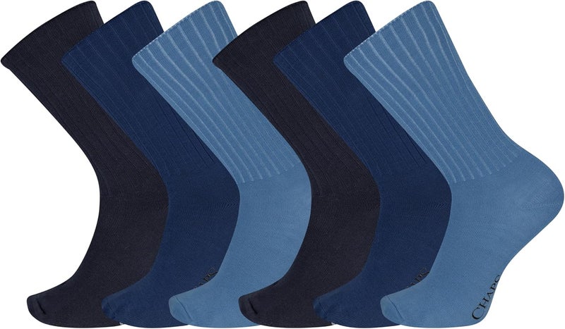 Chaps Men's Rib Solid Color Cotton and Breathable Mesh Crew Socks (1-6 Pair Packs) - Image 1