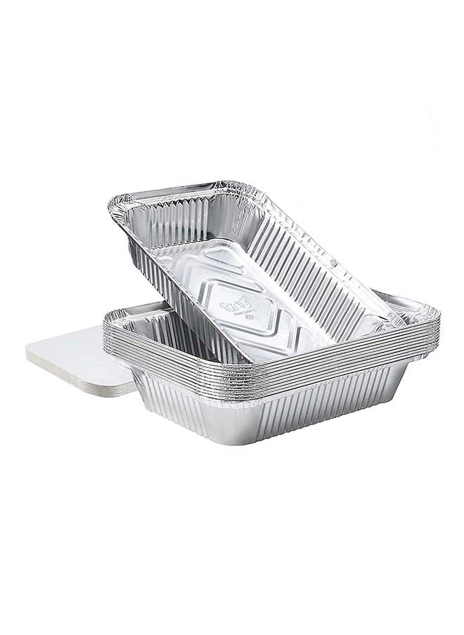 Aluminum Containers with Lid - 8389, 10' Pcs  Size 14cmx 21cmx4cm