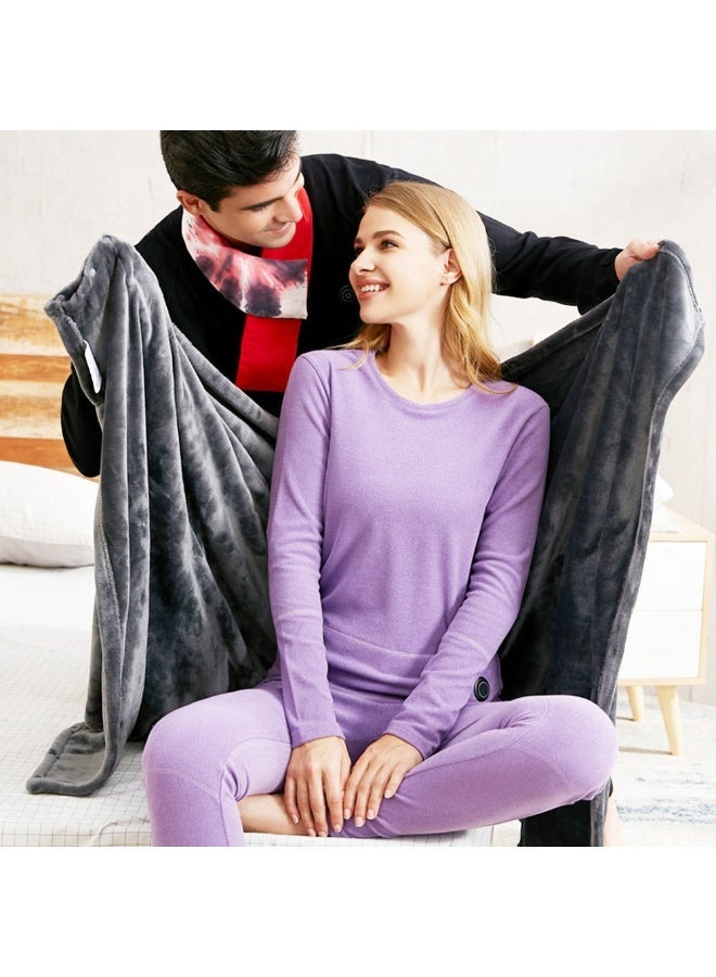 USB Heated Warm Shawl & Electric Throw Blanket Cape - Coral Flannel, Pain Relief, 150x85 CM - Image 1