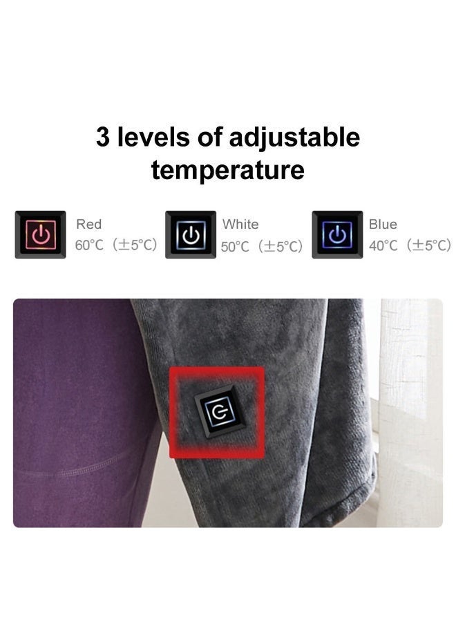 USB Heated Warm Shawl & Electric Throw Blanket Cape - Coral Flannel, Pain Relief, 150x85 CM - Image 3