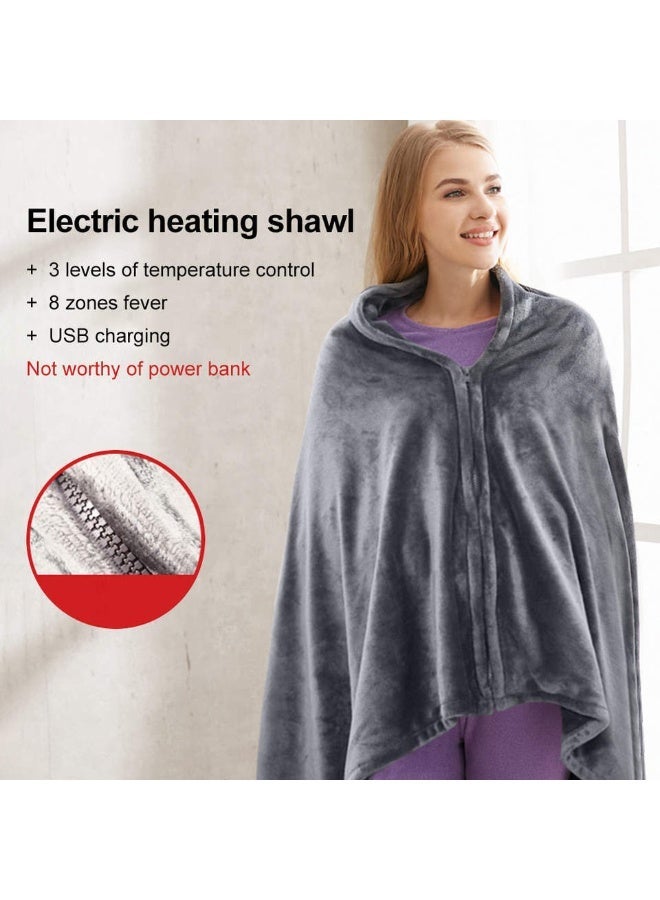 USB Heated Warm Shawl & Electric Throw Blanket Cape - Coral Flannel, Pain Relief, 150x85 CM - Image 5
