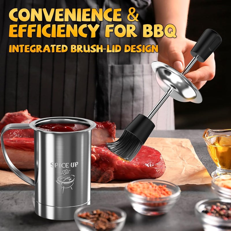 SOOFUN Stocking Stuffers Grilling Gifts for Men - Smoker Accessories, BBQ Sauce Pot and Basting Brush Set Cool Kitchen Gadgets Unique for Dad Son Grandfather Wife Fun Cooking Supplies - Image 4