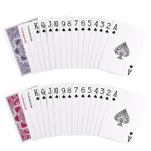 Metsyth Playing Cards 2 Pack, Deck of Cards, Standard Poker Card Set,Fun Card Games for Adults,Easy Shuffle Unique Design Card for Pinochle,Bridge,Go Fish,Cartas(Pink/Purple) - Image 2