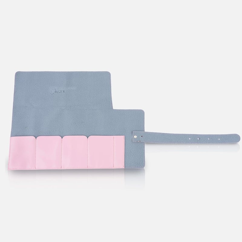 Folk Creations Vegan Leather Watch Roll – 4‑Slot Travel Case, Compact Snap Closure, Pink - Image 3