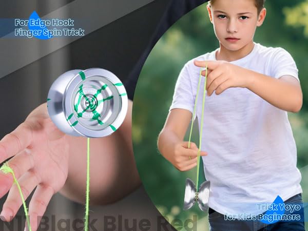 MAGICYOYO N11 Professional Unresponsive Yoyo N11 Dual Purpose Alloy Trick YoYo Ball with Bag, Glove, 12 Yoyo Strings and Responsive Bearing Kit -Silver Green - Image 4