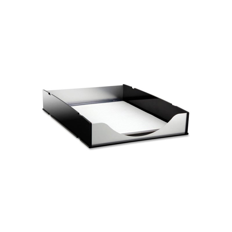 Kantek Black Acrylic and Silver Aluminum Letter Tray Stackable Desk Organizer 1025 x 1325 x 225 Heavy Duty Office Organizer Desk Accessory