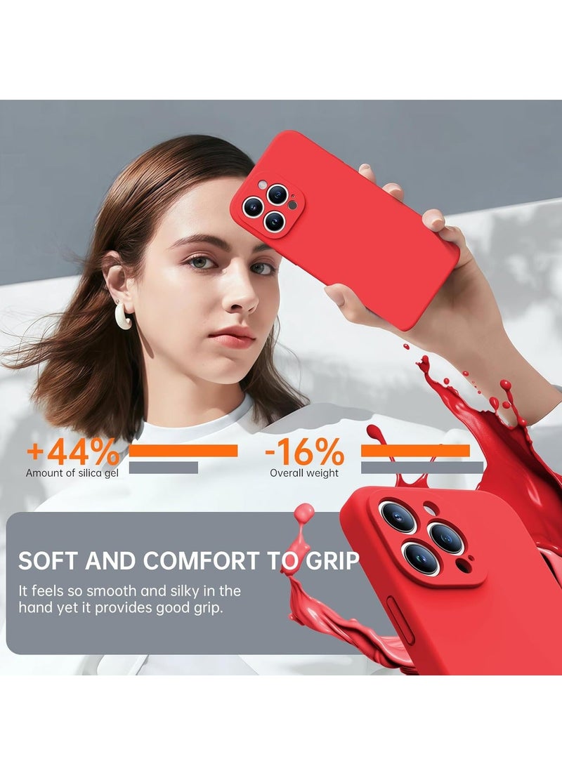 MUNTAQI iPhone 16 Pro Max Case with 2 Screen Protectors – Liquid Silicone Protective Phone Case (6.9") – Compatible with MagSafe – Upgraded Camera Protection – Red - Image 3