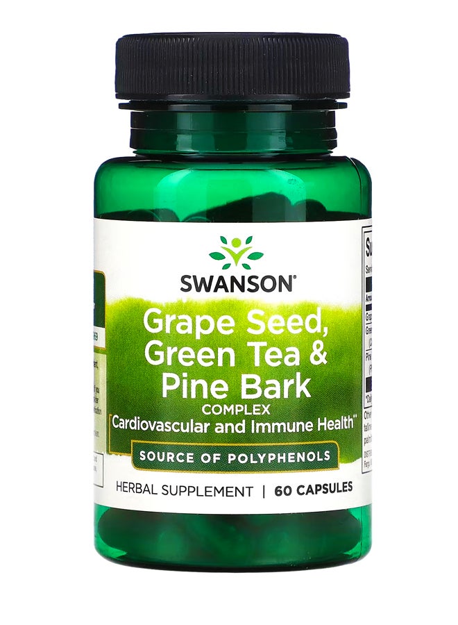 SWANSON Grape Seed, Green Tea & Pine Bark Complex, 60 Capsules