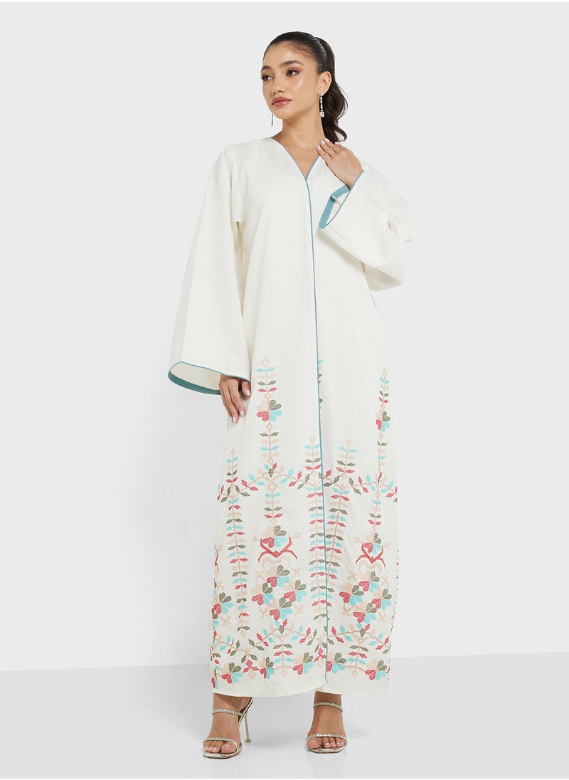 hayas closet Embroidered Abaya with Sheila  - Image 5