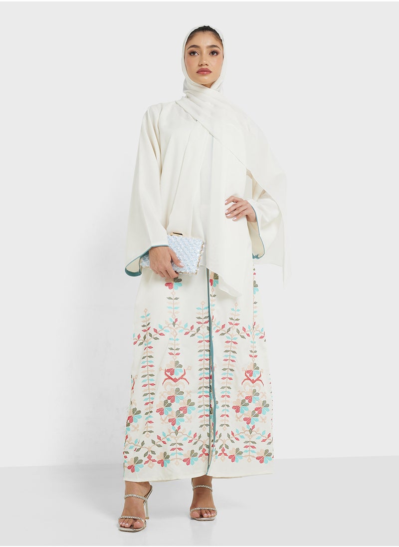 hayas closet Embroidered Abaya with Sheila  - Image 1