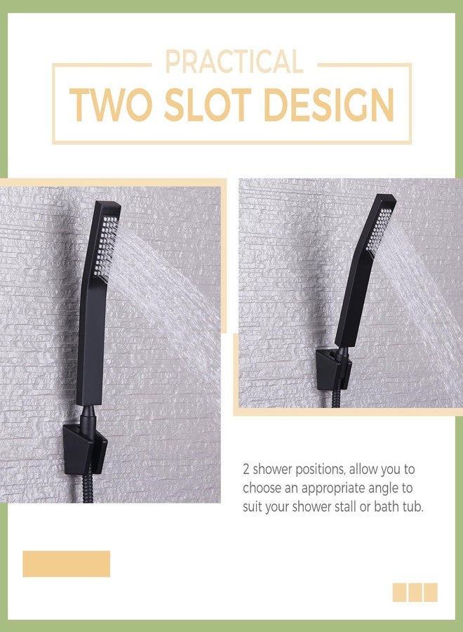 Aomasi Hand Held Shower Bracket with Two Slot, Handheld Shower Head Hose Hanger, ABS Plastic Bidet Sprayer Handle Holder Wall Mount, Matte Black - Image 4