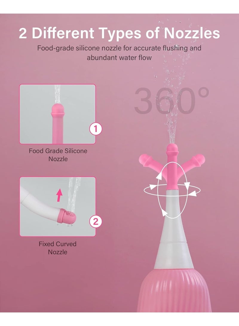 SOLARAE Peri Bottle for Postpartum Essentials 15 oz, Feminine Care, Travel Bidet Portable Bidet with 2 Food Grade Silicone Nozzles, Travel Bag, Cleaning Brush, 450 ml Large Capacity - Image 4
