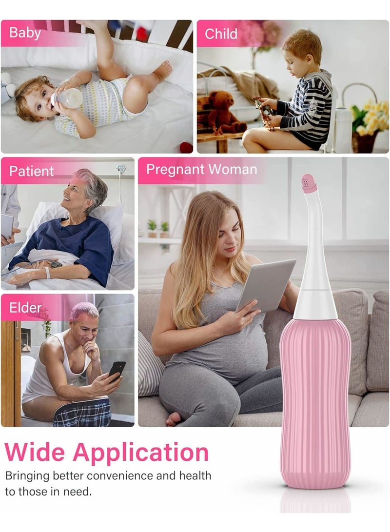 SOLARAE Peri Bottle for Postpartum Essentials 15 oz, Feminine Care, Travel Bidet Portable Bidet with 2 Food Grade Silicone Nozzles, Travel Bag, Cleaning Brush, 450 ml Large Capacity - Image 5