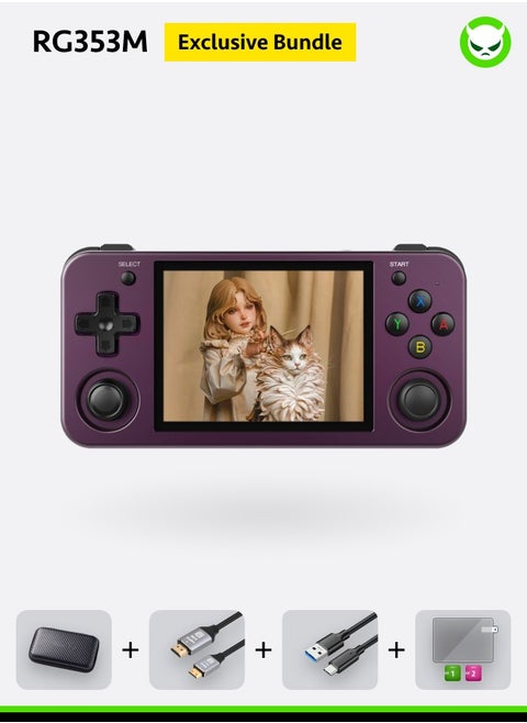 Anbernic RG353M Handheld Game Console Aluminum Alloy Metal Dual OS Android 11 Linux System 5G WiFi 4.2 Bluetooth HDMI Touch Screen【Purple-64GB-28 Emulators Over 22,000 Games Pre-installed】