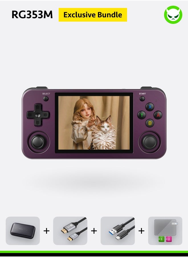 ANBERNIC  - Anbernic RG353M Handheld Game Console Aluminum Alloy Metal Dual OS Android 11 Linux System 5G WiFi 4.2 Bluetooth HDMI Touch Screen【Purple-64GB-28 Emulators Over 22,000 Games Pre-installed】 - Image 1