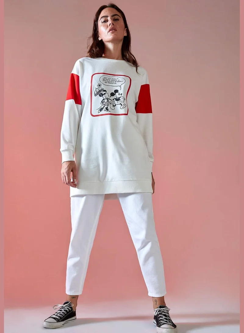 DeFacto Mickey Mouse Licenced Woman Knitted Regular Fit Sweat Tunic