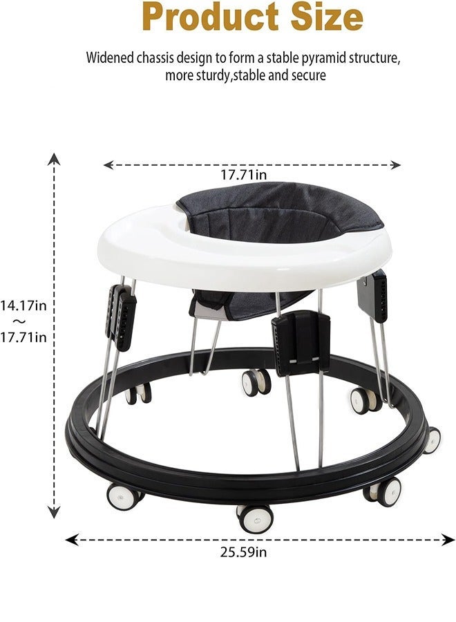 DMG TECH Baby Walker Foldable and Height-Adjustable Multi-Functional Anti-Rollover Baby Walker for All Terrain (Black) - Image 3