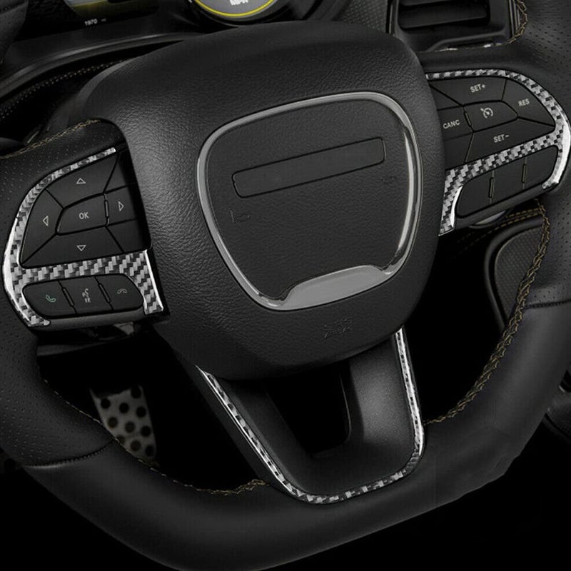 QASULER 3Pcs Carbon Fiber Steering Wheel Button Cover Trim - Image 5