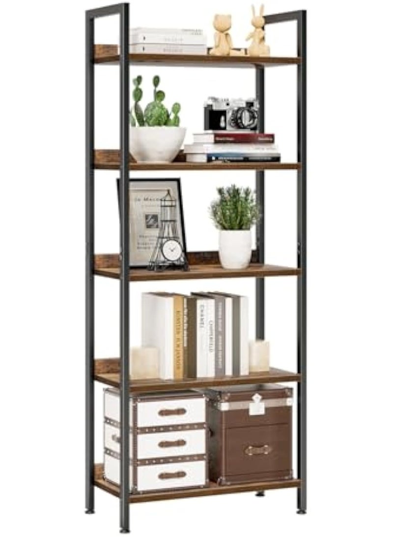 ACPLAY 5 Tier Bookshelf with Metal Frame, Free Standing Bookcase Storage Shelving Unit, Wood Display Storage Rack for Living Room, Bedroom and Home Office - Image 1