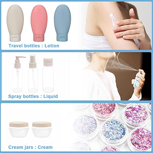 MAYCREATE® 11pcs Travel Bottles for Toiletries, Refillable Travel Bottle for Travel Toiletry Bottles Empty Travel Containers Cream Jars Spray Bottle Kit for Lotion, Shower Gel, Shampoo - Image 4