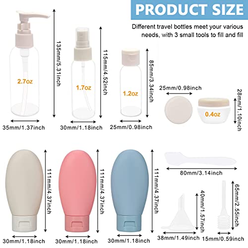 MAYCREATE® 11pcs Travel Bottles for Toiletries, Refillable Travel Bottle for Travel Toiletry Bottles Empty Travel Containers Cream Jars Spray Bottle Kit for Lotion, Shower Gel, Shampoo - Image 2