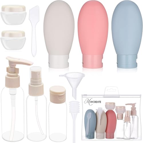 MAYCREATE® 11pcs Travel Bottles for Toiletries, Refillable Travel Bottle for Travel Toiletry Bottles Empty Travel Containers Cream Jars Spray Bottle Kit for Lotion, Shower Gel, Shampoo - Image 1