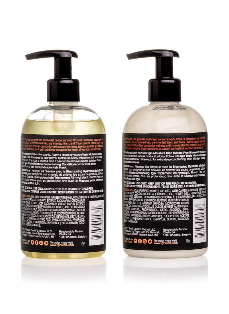 Thank God It's Natural Triple Moisture Replenishing Conditioner For Natural Hair - Dry Hair - Curly Hair 384ml + Teigen Sulfate Free Shampoo for Natural Hair with Amla Oil and Coconut Oil 384ml  - Image 2