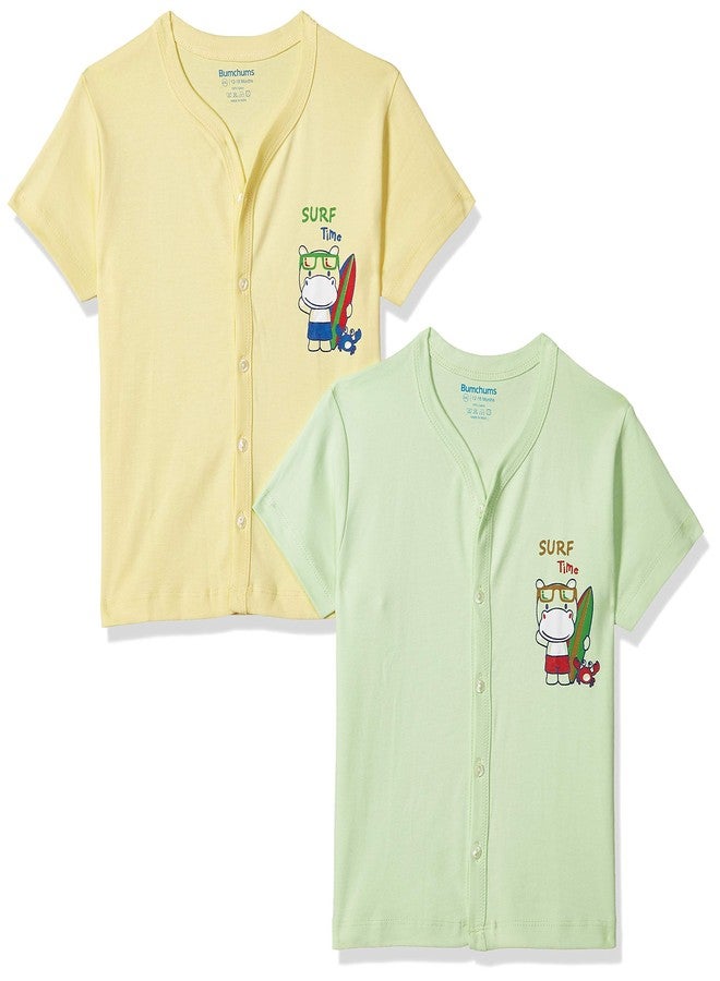 Bumchums Baby Boy's Quilted Regular fit T-Shirt (J164_Assorted Printed_Large - Image 1