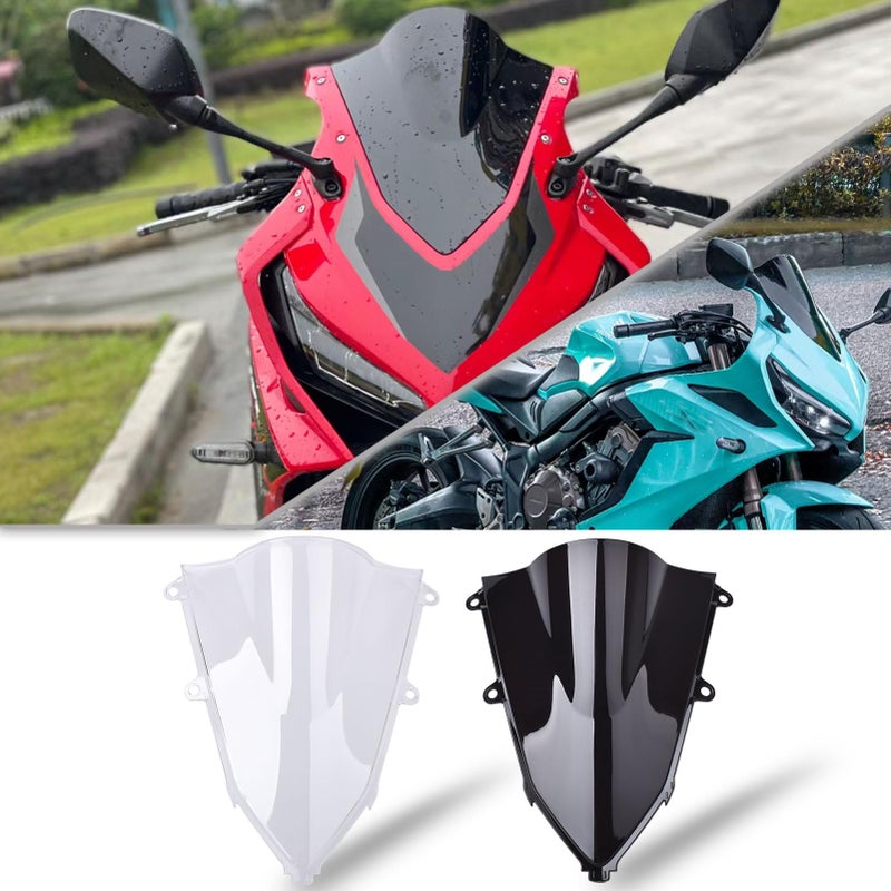 Midimttop Motorcycle CBR 650 R Windshield Fairing Windscreen Screen Viser Visor Wind Deflector fit for Honda CBR650R CBR 650R Accessories 20192024 Black Smoke