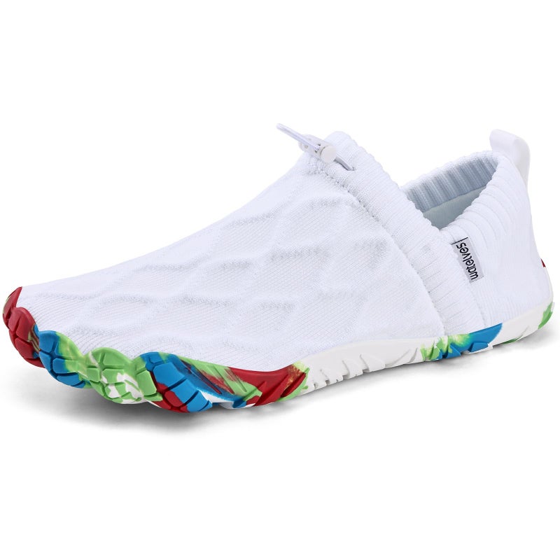 WateLves Barefoot Water Shoes Women Men Minimalist Comfortable Walking Shoes Beach Outdoor Running Sneakers (White/Colorful,38) - Image 1