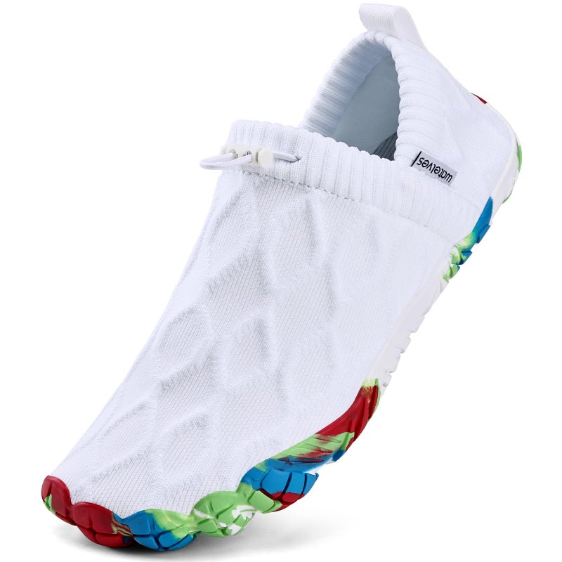 WateLves Barefoot Water Shoes Women Men Minimalist Comfortable Walking Shoes Beach Outdoor Running Sneakers (White/Colorful,38) - Image 5