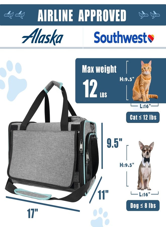GAPZER Cat Carrier Alaska Airline TSA Approved 17x11x9.5 Soft-Sided Small Pet Air Travel Carry Bag, Southwest Airplane Kitten 12lbs Crate in Cabin Under-Seat Traveling Cage Tiny Dog Under 8 Pound - Image 2