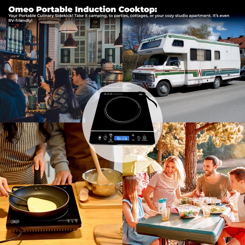 OMEO Portable Induction Cooktop Hot Plate Countertop Burner 1800 Watts Induction Burner with LCD Sensor Touch, LED Display, 10 Temperature Levels, Child Safety Lock, Auto Shutoff Function - Image 5