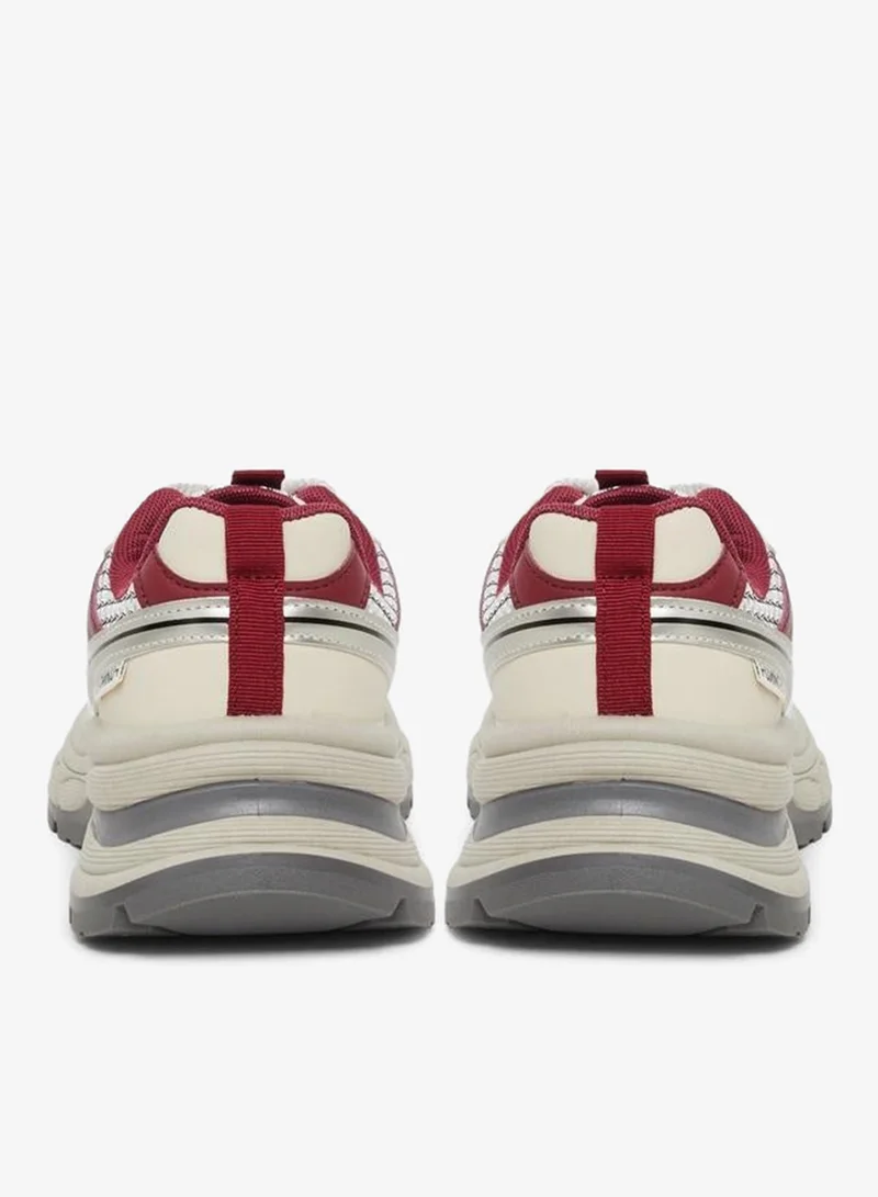 Styli Active Burgundy Chunky Sole Lace Up Sneakers for Women | Best Price UAE